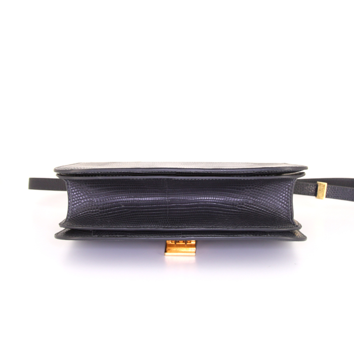 Celine  Classic Box shoulder bag  in grey lizzard - Detail D4