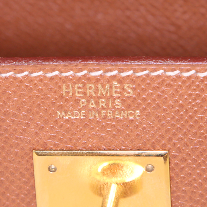 Sac porté épaule ou main Hermes Kelly 32 cm en cuir epsom gold - Detail D4
