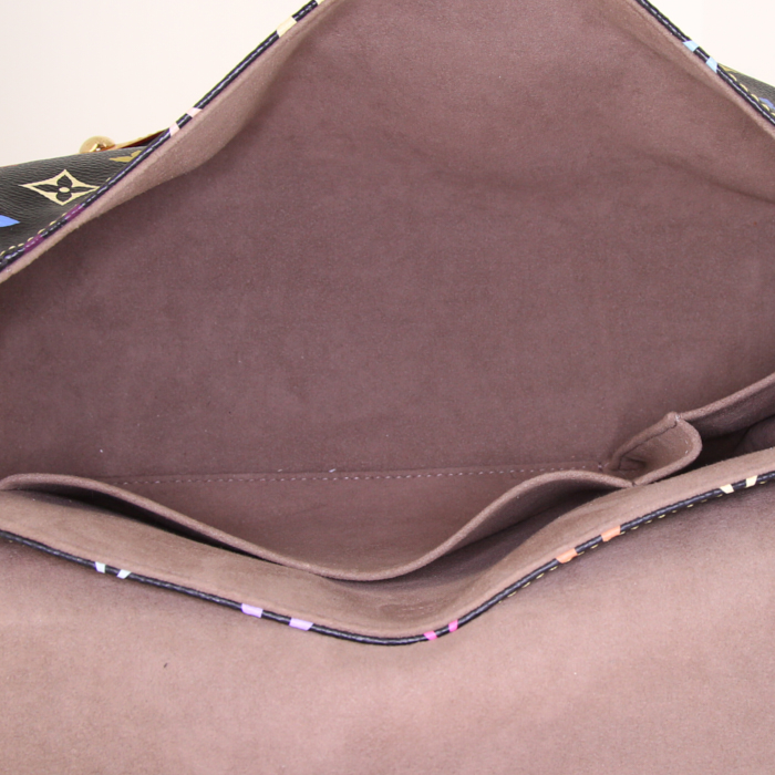 Louis Vuitton Beverly handbag in black multicolor monogram canvas and natural leather - Detail D2