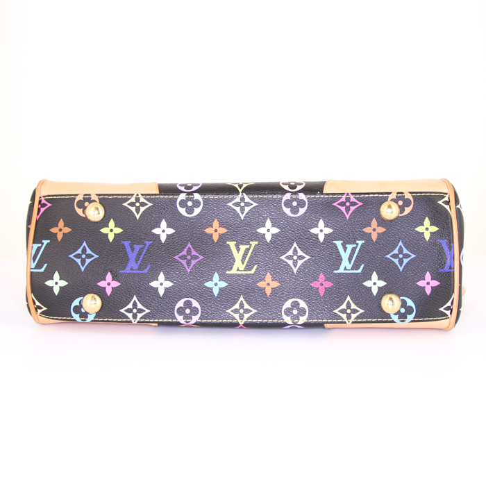 Louis Vuitton Beverly handbag in black multicolor monogram canvas and natural leather - Detail D4