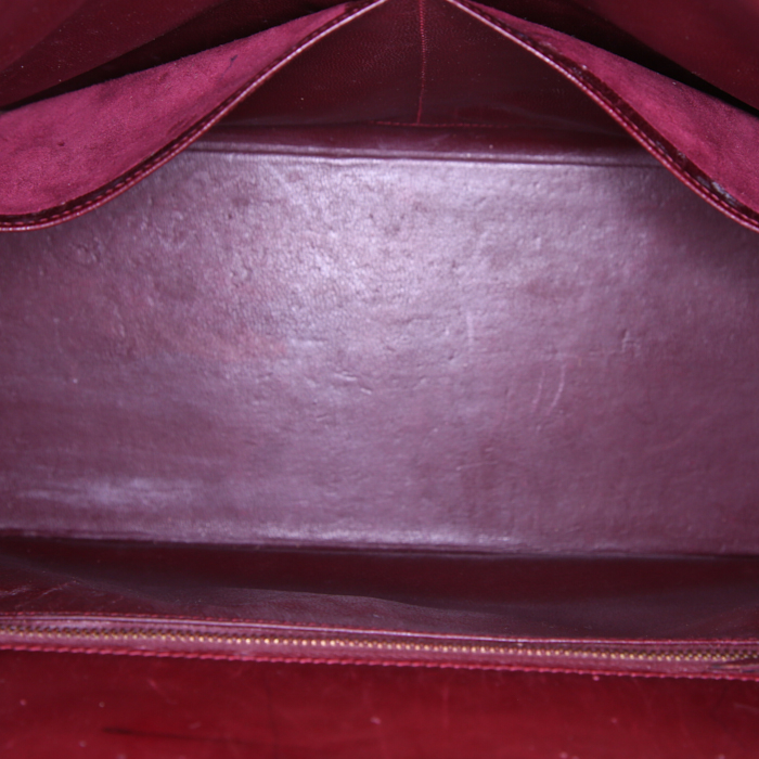 Bolso de mano Hermes Kelly 32 cm en cuero box color burdeos - Detail D2