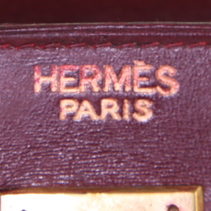 Sac à main Hermes Kelly 32 cm en cuir box bordeaux - Detail D3