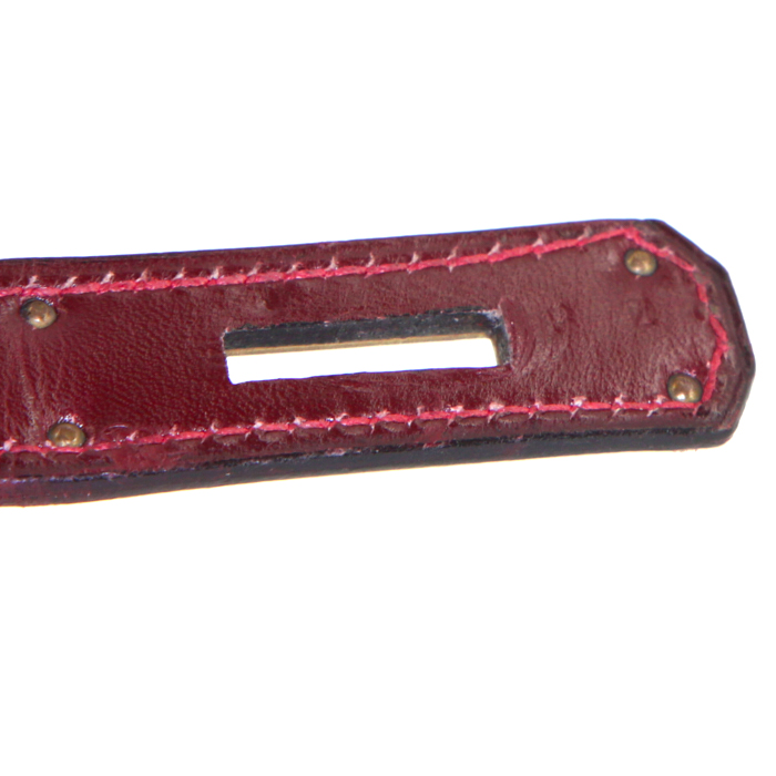 Bolso de mano Hermes Kelly 32 cm en cuero box color burdeos - Detail D4