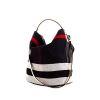Burberry Ashby shoulder bag in navy blue, black, white and red Haymarket canvas and white leather - 00pp thumbnail
