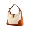 Hermès Trim handbag in gold leather and beige canvas - 00pp thumbnail