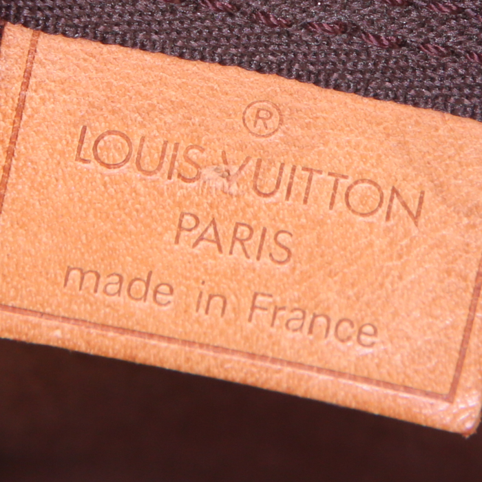 Bolso de mano Louis Vuitton Nano Speedy en lona Monogram marrón y cuero natural - Detail D3