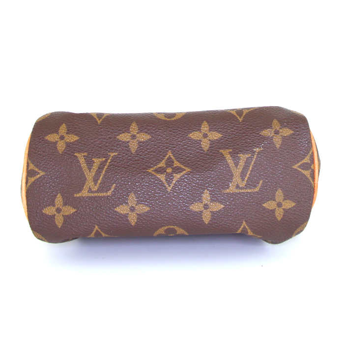 Louis Vuitton Nano Speedy handbag in brown monogram canvas and natural leather - Detail D4