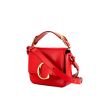 Chloé C mini shoulder bag in red leather and red suede - 00pp thumbnail