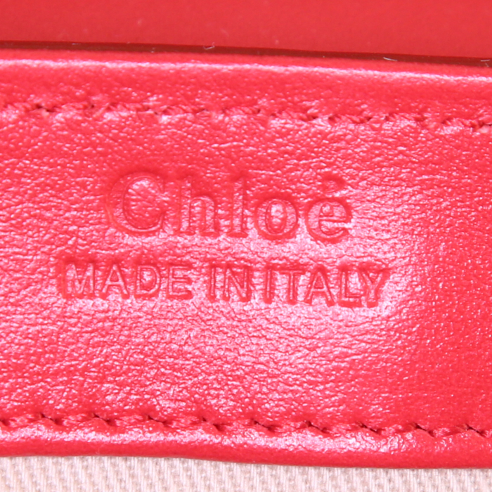 Bolso bandolera Chloé C mini en cuero rojo y ante rojo - Detail D3