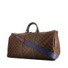 Bolsa de viaje Louis Vuitton Keepall Editions Limitées Kim Jones en lona Monogram marrón y cuero gris - 00pp thumbnail