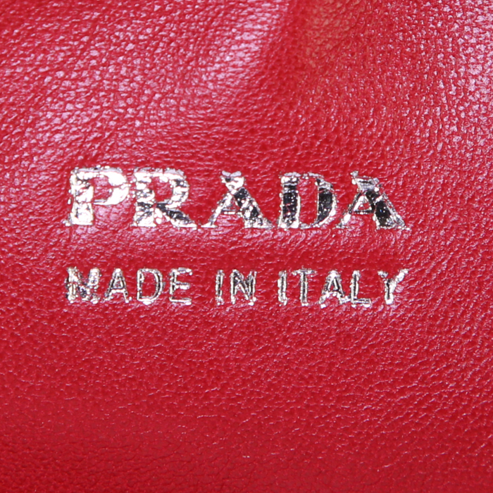 Borsa Prada Lux Chain in pelle martellata rossa e profili neri - Detail D3