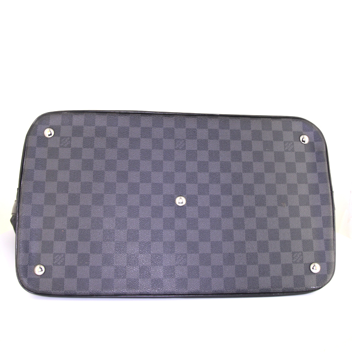 Bolsa de viaje Louis Vuitton Grimaud en lona a cuadros y cuero negro - Detail D4