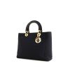 Dior Lady Dior large model handbag in navy blue canvas cannage - 00pp thumbnail
