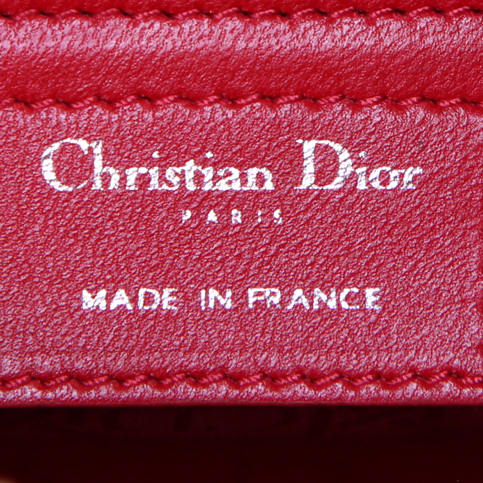 Bolso de mano Dior Lady Dior modelo mediano en cuero cannage rojo - Detail D4