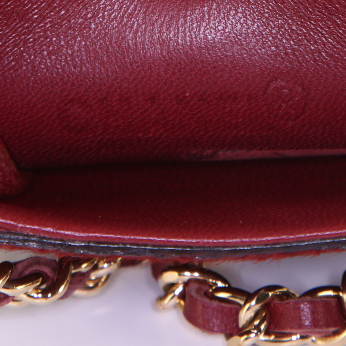Porta sigarette Chanel Vintage in puledro bordeaux e pelle bordeaux - Detail D3