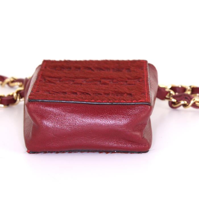 Porta sigarette Chanel Vintage in puledro bordeaux e pelle bordeaux - Detail D4