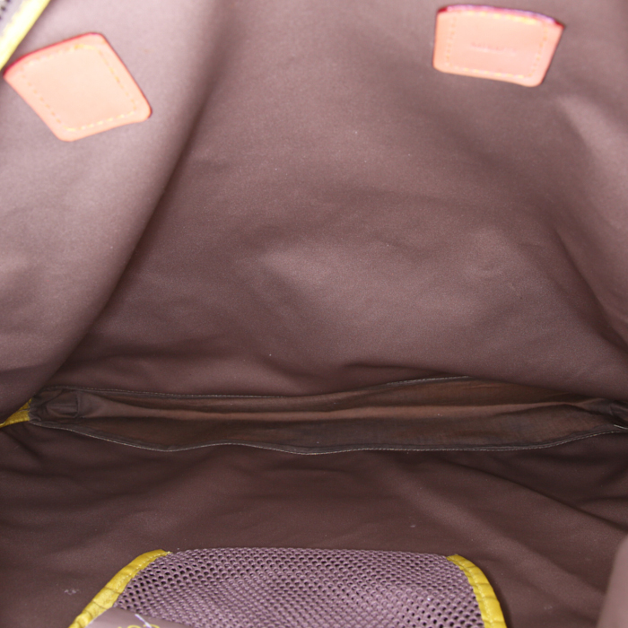 Louis Vuitton America's Cup travel bag in yellow damier canvas and natural leather - Detail D3