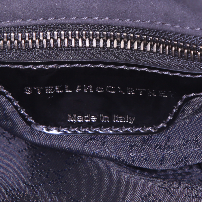 Stella McCartney Falabella handbag in black and silver canvas - Detail D3