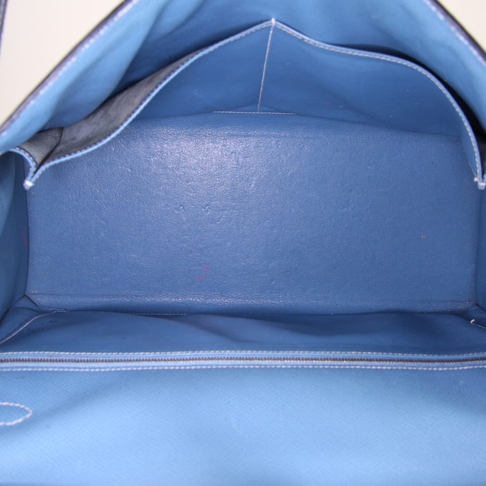 Sac à main Hermes Kelly 35 cm en cuir epsom bleu-jean - Detail D3