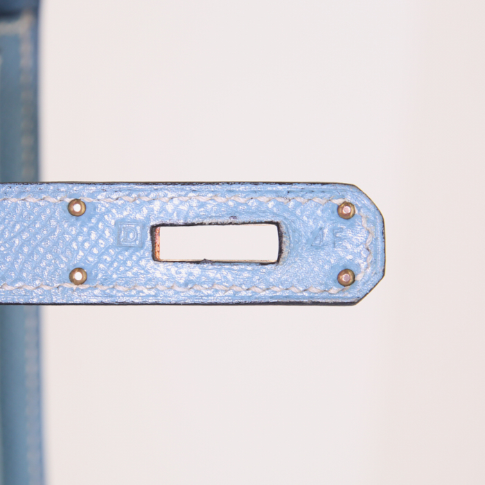 Hermes Kelly 35 cm handbag in blue jean epsom leather - Detail D5