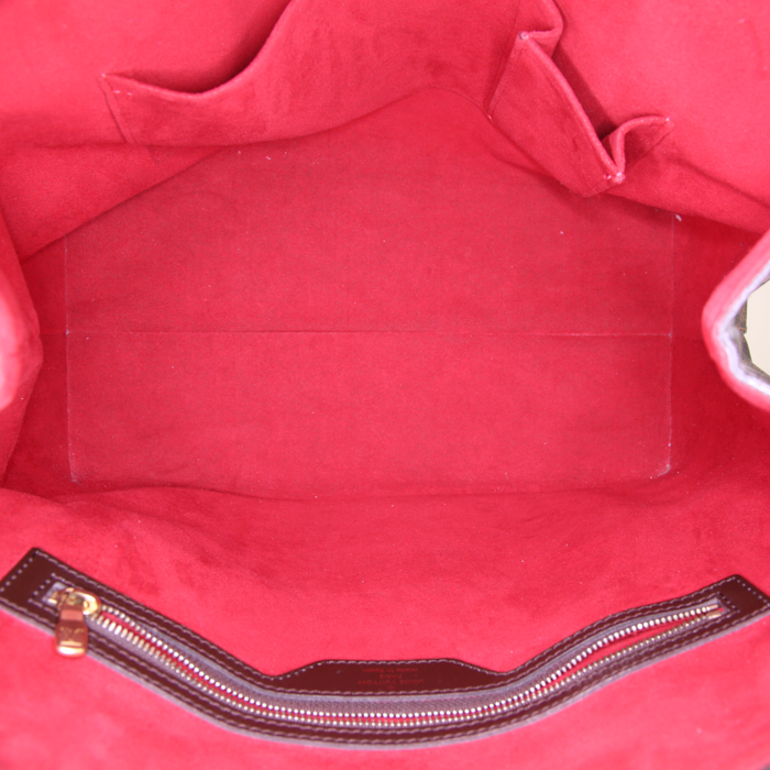 Sac à main Louis Vuitton Hampstead en toile damier ébène et cuir marron - Detail D2