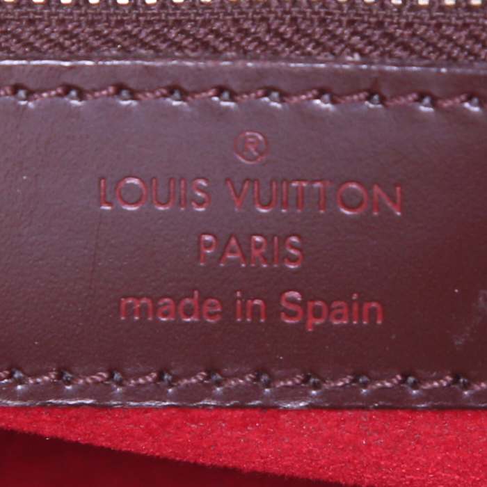 Sac à main Louis Vuitton Hampstead en toile damier ébène et cuir marron - Detail D3