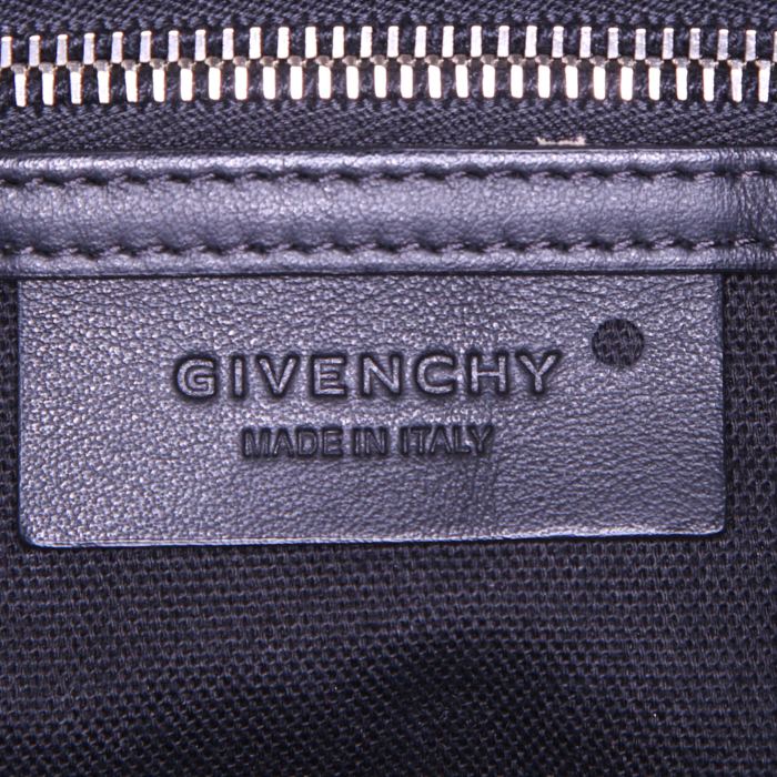 Sac à main Givenchy Nightingale en cuir noir blanc et rouge et daim marron - Detail D3