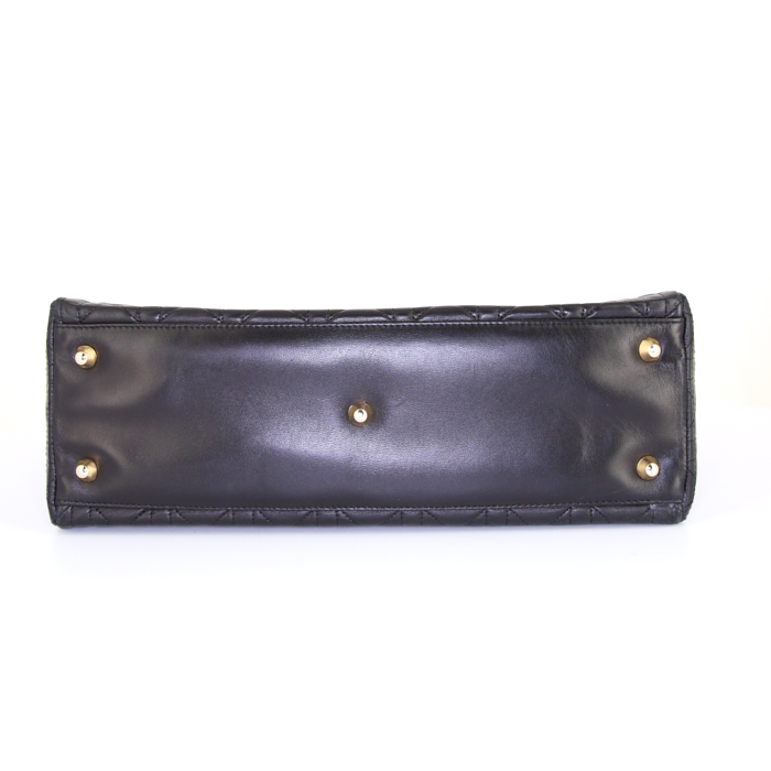 Dior Lady Dior large model handbag in black leather cannage - Detail D4
