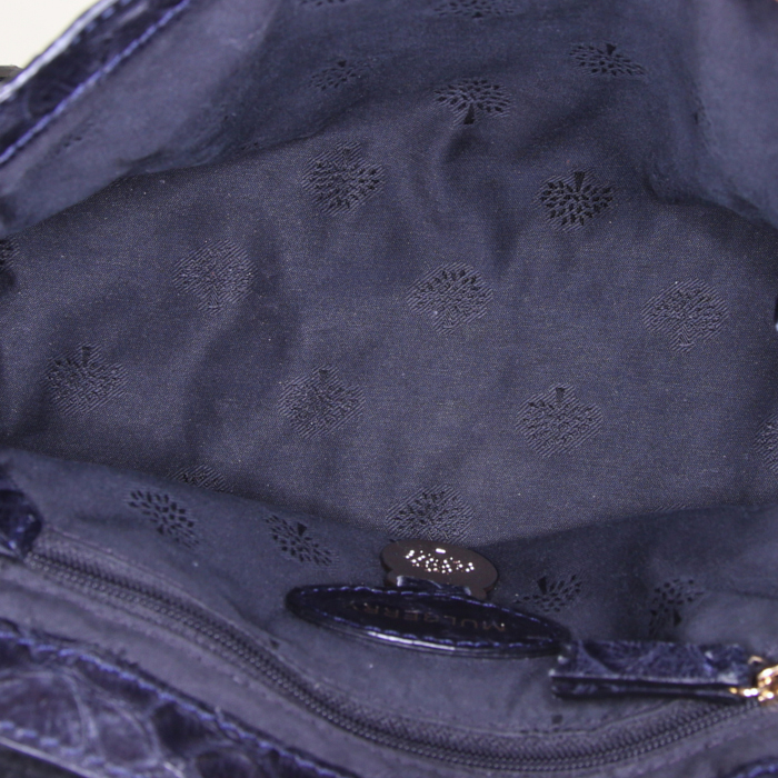 Sac bandoulière Mulberry Alexa petit modèle en cuir bleu-marine - Detail D3