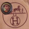 Sac cabas Hermès Petit H en tissu siglé beige et soie marron - Detail D3 thumbnail