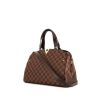 Louis Vuitton Kensington shoulder bag in ebene damier canvas and brown leather - 00pp thumbnail
