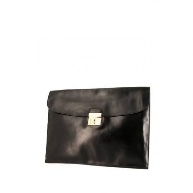 Pochette Hermès Quirus in pelle box nera