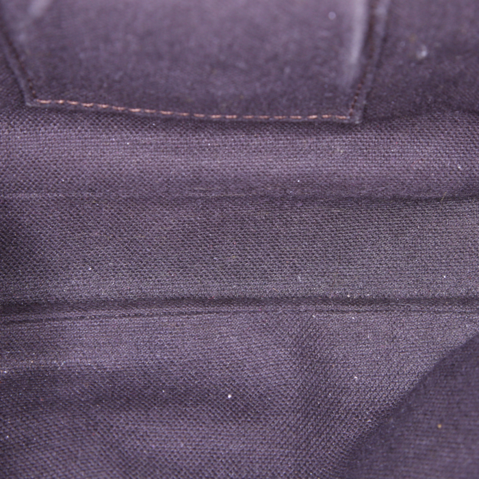 Bolso bandolera Burberry en lona Haymarket beige y cuero marrón - Detail D2