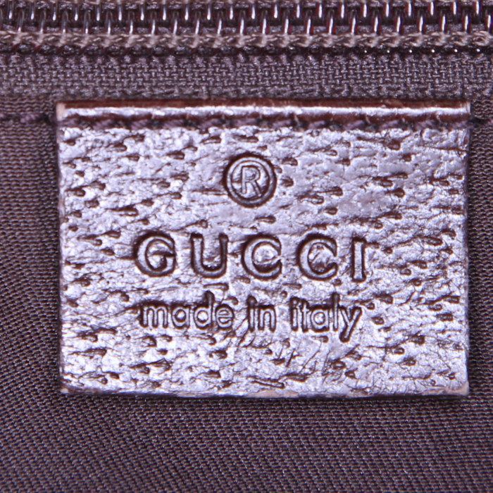 Sac bandoulière Gucci en toile siglée et cuir marron - Detail D3