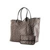 Goyard Saint-Louis Claire Voie large model shopping bag in black and pink Goyard canvas and black leather - 00pp thumbnail