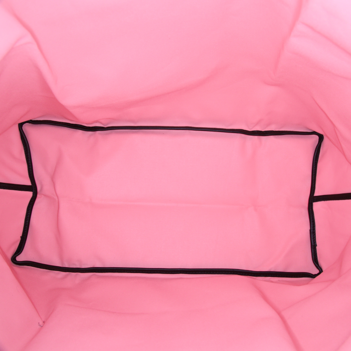 Bolso Cabás Goyard Saint-Louis Claire Voie modelo grande en tela Goyardine negra y rosa y cuero negro - Detail D2