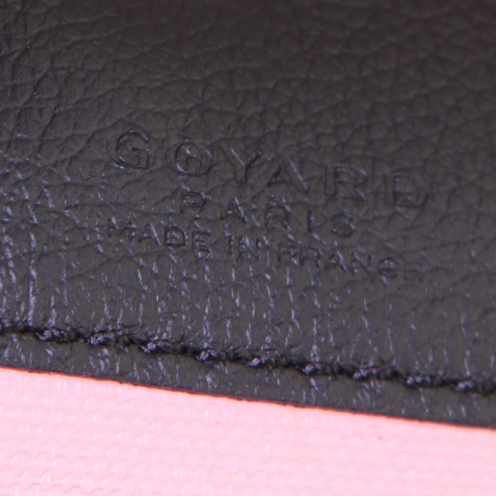 Bolso Cabás Goyard Saint-Louis Claire Voie modelo grande en tela Goyardine negra y rosa y cuero negro - Detail D3