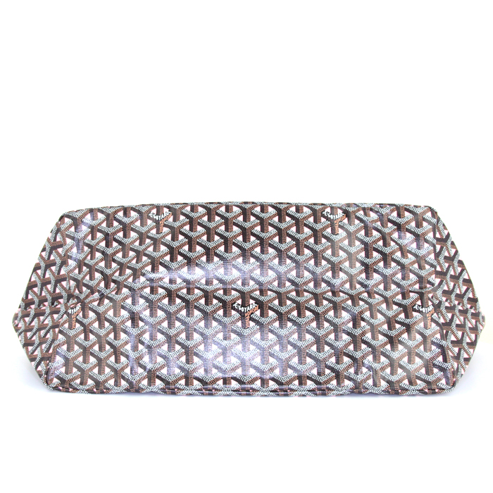 Bolso Cabás Goyard Saint-Louis Claire Voie modelo grande en tela Goyardine negra y rosa y cuero negro - Detail D4