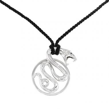 Pendentif Boucheron Trouble en or blanc,  diamants et onyx