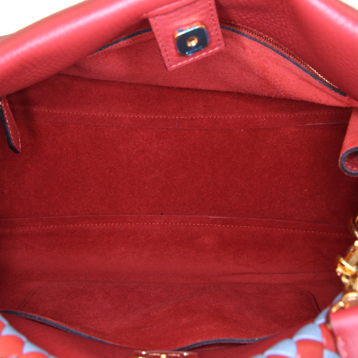 Sac à main Mulberry Iris en cuir grainé rouge Rust - Detail D3