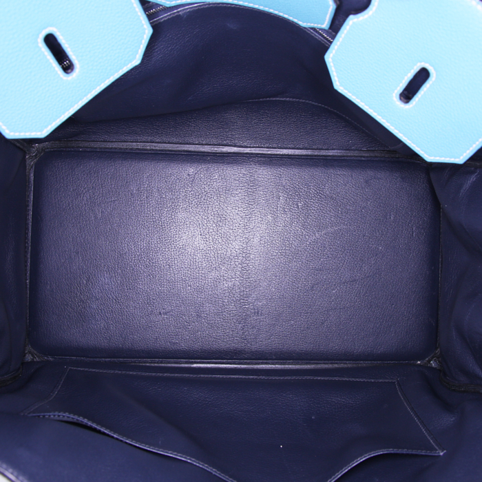 Borsa Hermes Birkin 40 cm in pelle togo blu - Detail D2