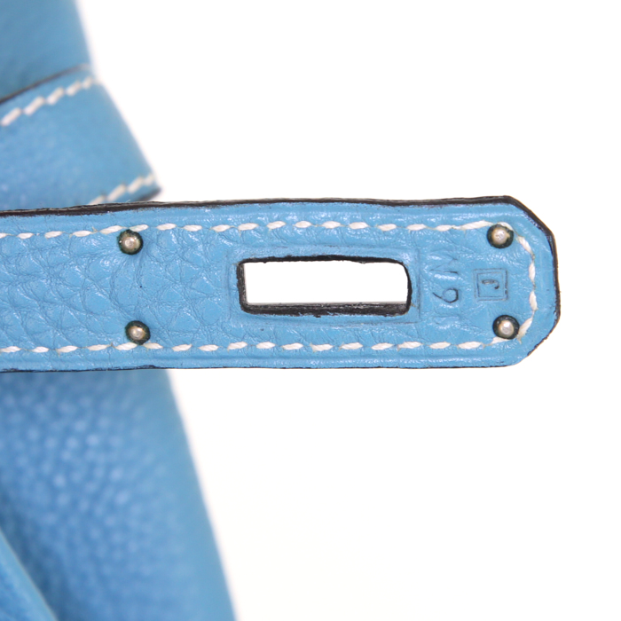 Borsa Hermes Birkin 40 cm in pelle togo blu - Detail D4