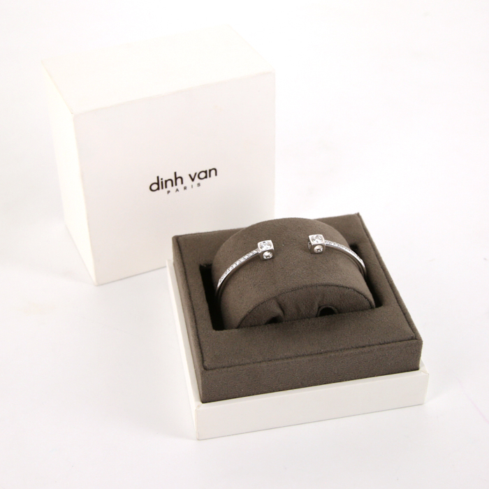 Bracelet Dinh Van Cube grand modèle en or blanc et diamants