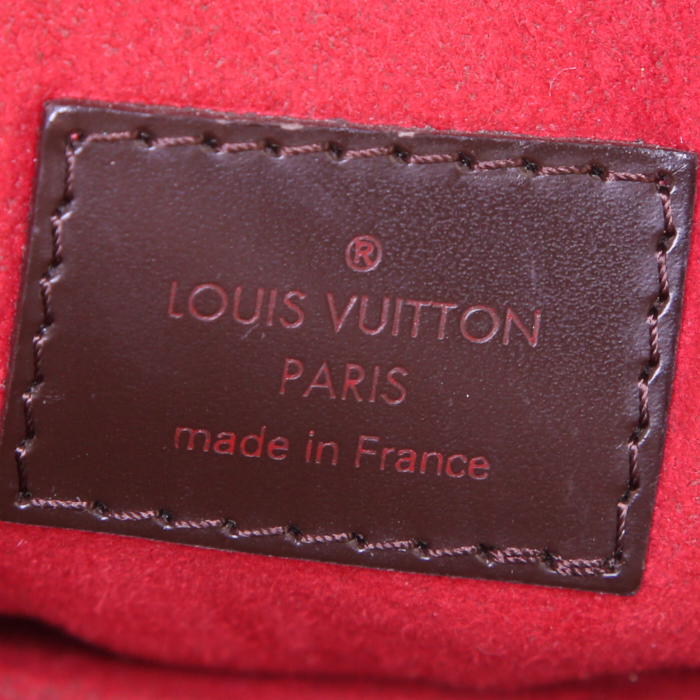 Louis Vuitton Trevi handbag in ebene damier canvas and brown leather - Detail D4