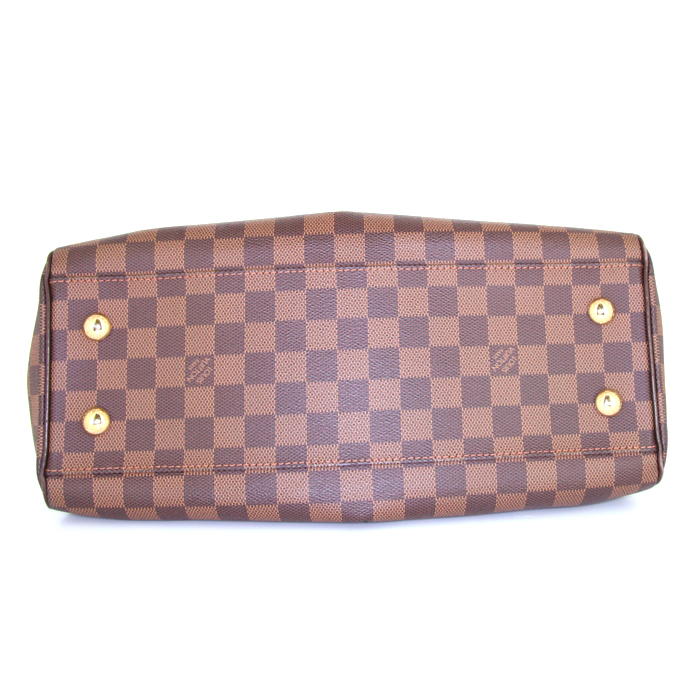 Louis Vuitton Trevi handbag in ebene damier canvas and brown leather - Detail D5