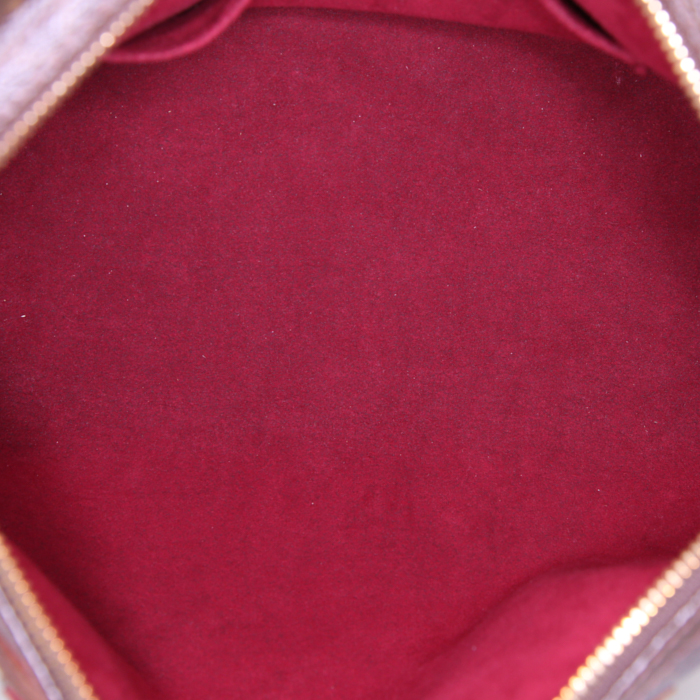 Sac à main Louis Vuitton Speedy Editions Limitées en toile monogram dégradée bordeaux et cuir verni bordeaux - Detail D2