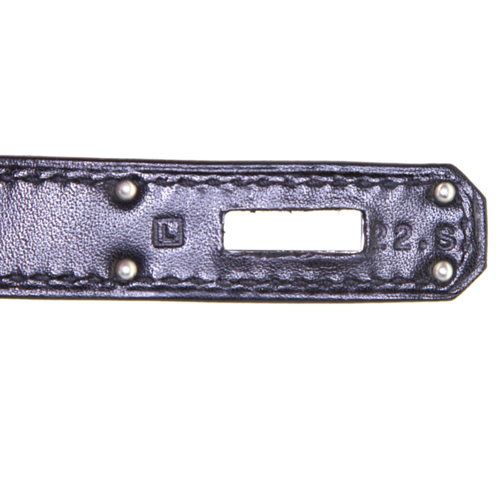 Bolso de mano Hermes Kelly 32 cm en cuero swift negro y piel de potro negra - Detail D5