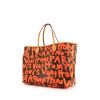 Louis Vuitton Neverfull Editions Limitées Stephen Sprouse large model shopping bag in brown and orange red monogram canvas and natural leather - 00pp thumbnail