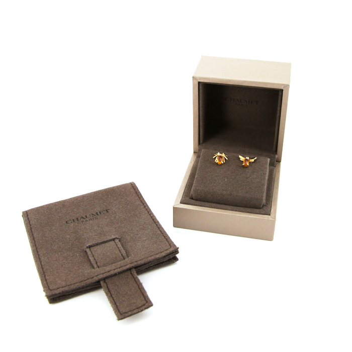 Orecchini a bottone Chaumet Attrape Moi Si Tu M'Aimes in oro giallo e quarzo citrino - Detail D2