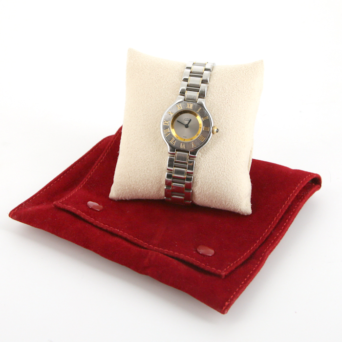 Reloj Cartier Must 21 de acero y oro chapado Ref :  1340 Circa  1990 - Detail D2